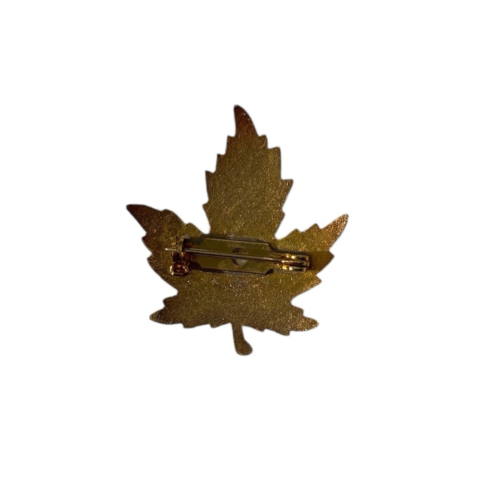 Vintage Gold Tone Cloisonné Enamel Fall Autumn Color Maple Leaf Brooch Pin - Picture 2 of 3